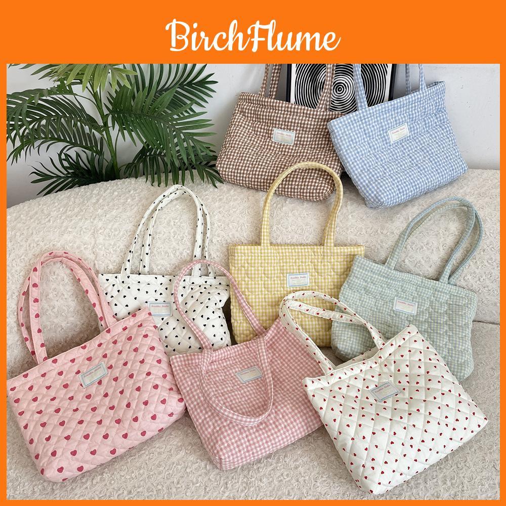 Tote Bag With Heart Pattern And Cotton Lining For Daily Use