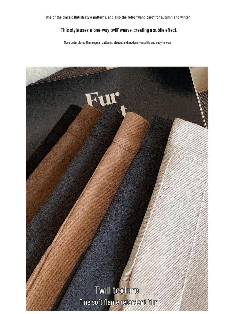 Maillard Kaffee Wolle Falten A-Linien Rock - 2026 Herbst/Winter High-Waist Khaki Kurzer Rock