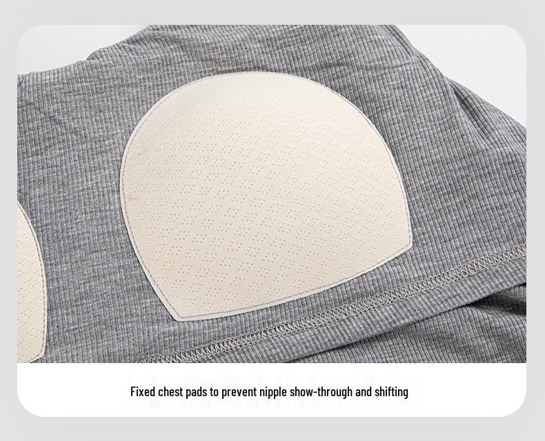 Women's Modal Pajamas with Chest Pad - Long Sleeve & Pants Set for Spring/Autumn - Wear Indoors or Outdoors