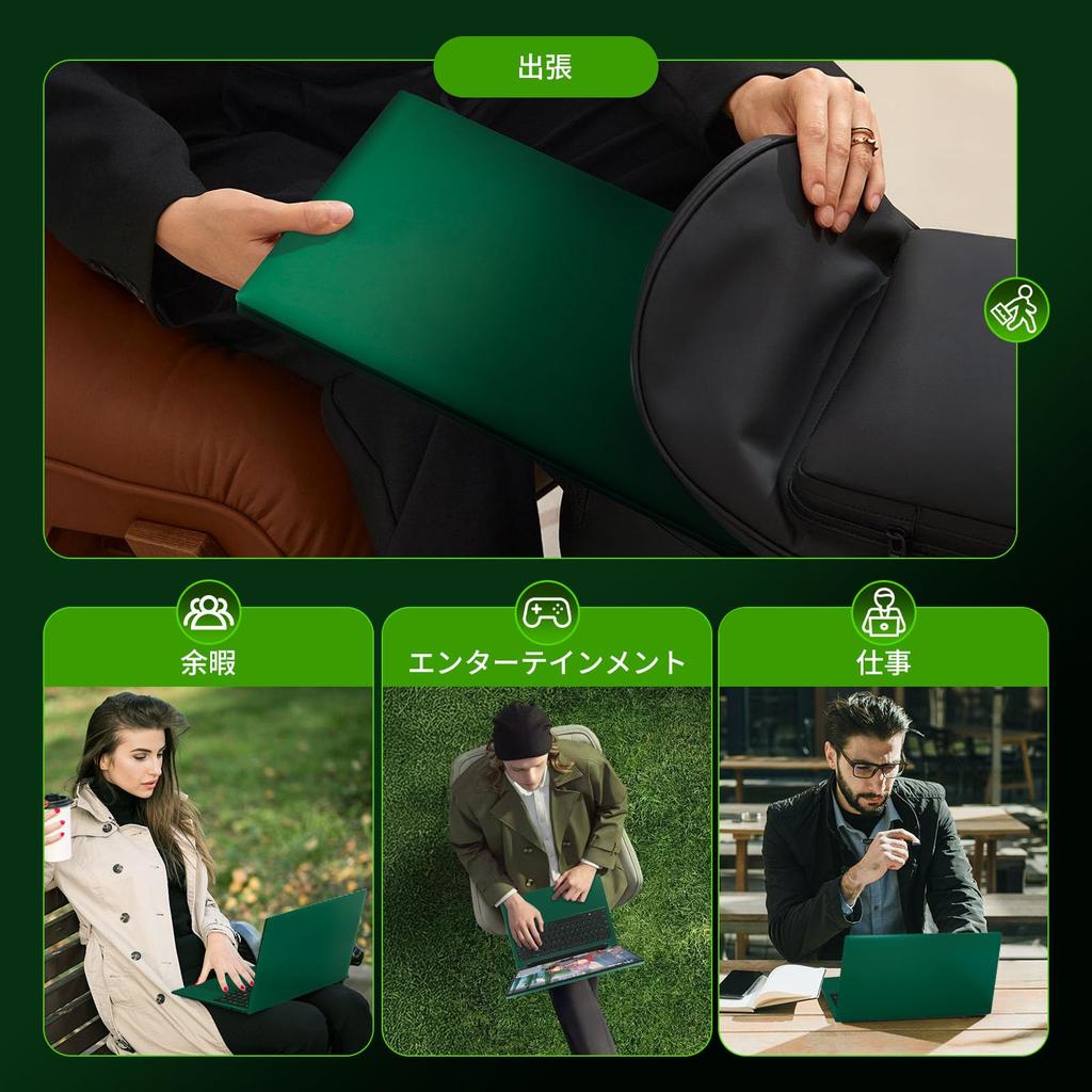 SERYUB Large Green Laptop Windows 11 Office No Setup Thin and Lightweight Laptop Celeron N5105 CPU 16GB DDR4 Memory 5 Bluetooth Backlit Suitable for