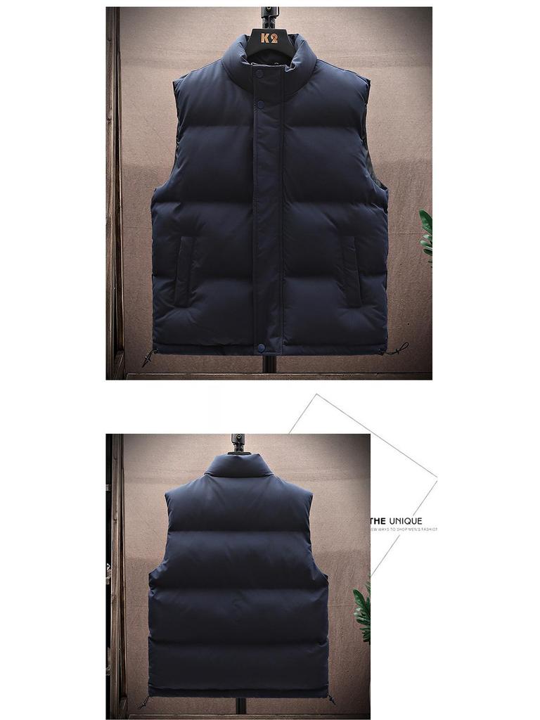 Men's Thickened Down Cotton Vest, Plus Size, Warm Gilet Jacket for Autumn/Winter 2025.