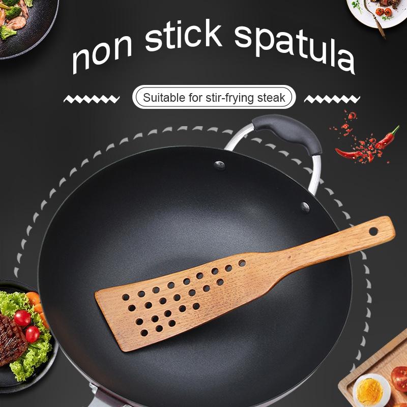 Poêle antiadhésive Spatule en bois Spatule wok Spatule à œufs au plat Steak Spatule 24 trous Spatule à filtre