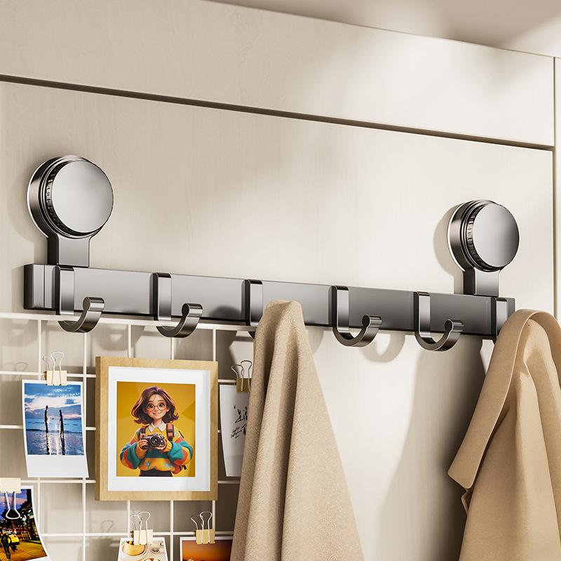 Suction Cup Clothes Storage Organizer Door Rack Punch-free Wall Mount Row Hook Heavy Load Bearing Multi Hook Door Hanger