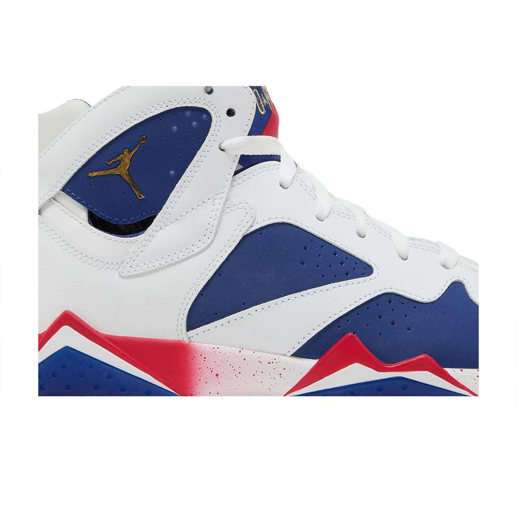 Air Jordan 7 Retro BG 'Tinker Alternate' (Unisex) Weiß / Metallic Gold Münze-Tiefes Königsblau-Feuerrot-Leichtes Eisenerz Kinder Basketballschuhe 304774 123