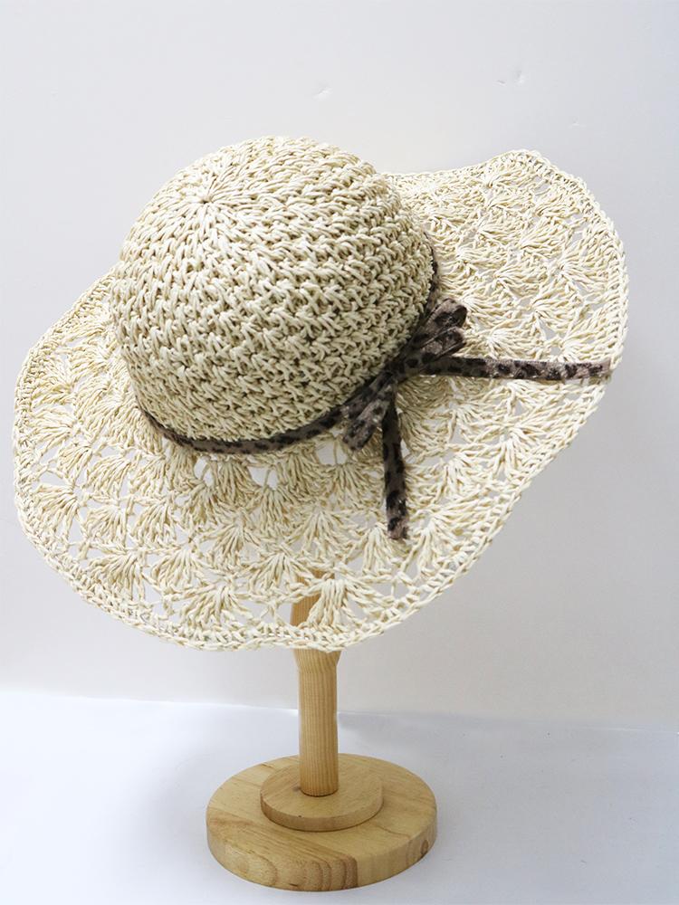 Handwoven Straw Sun Hat – Women’s Summer Wide-Brimmed Foldable Panama Hat with Bow Accent, UV Protection for Beach & Outdoor Wea