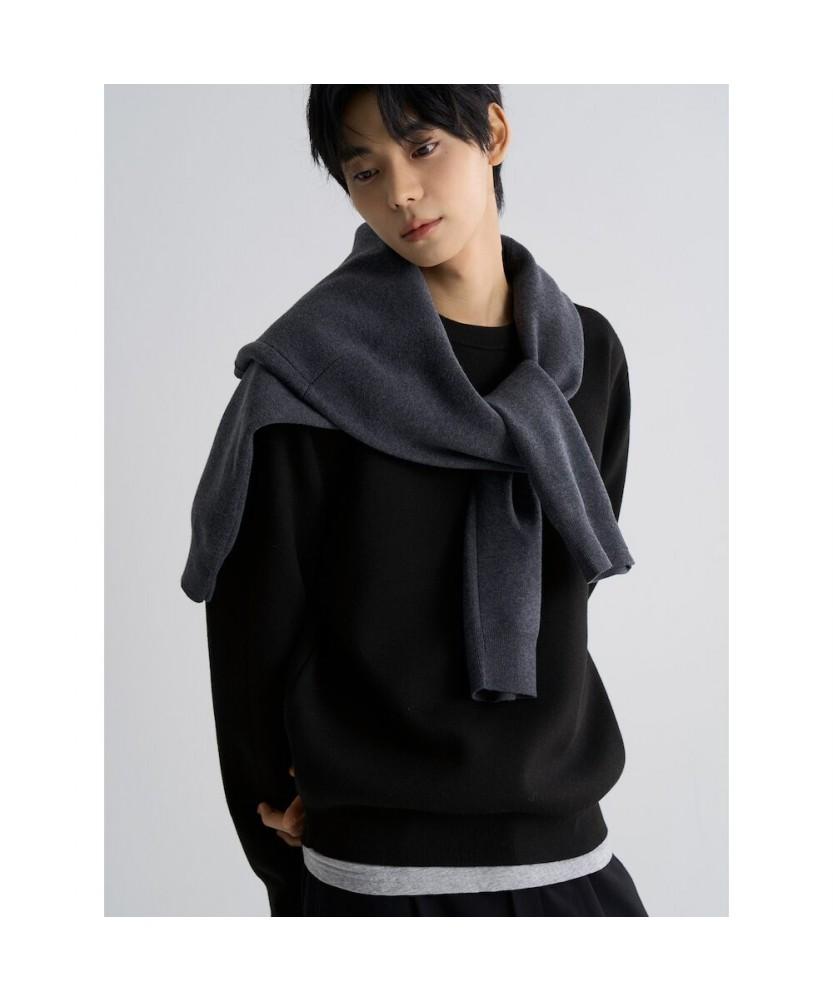 8SECONDS Double-Weave Basic Round Neck Knit Black