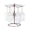 Bronze Metal Home Wine Glass Set with 6 Crystal Stem Wine Glasses Wine Decanter Upside Down Cup Holder