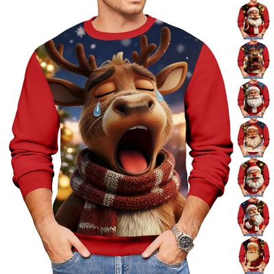 Christmas Print Loose Men's Hoodie