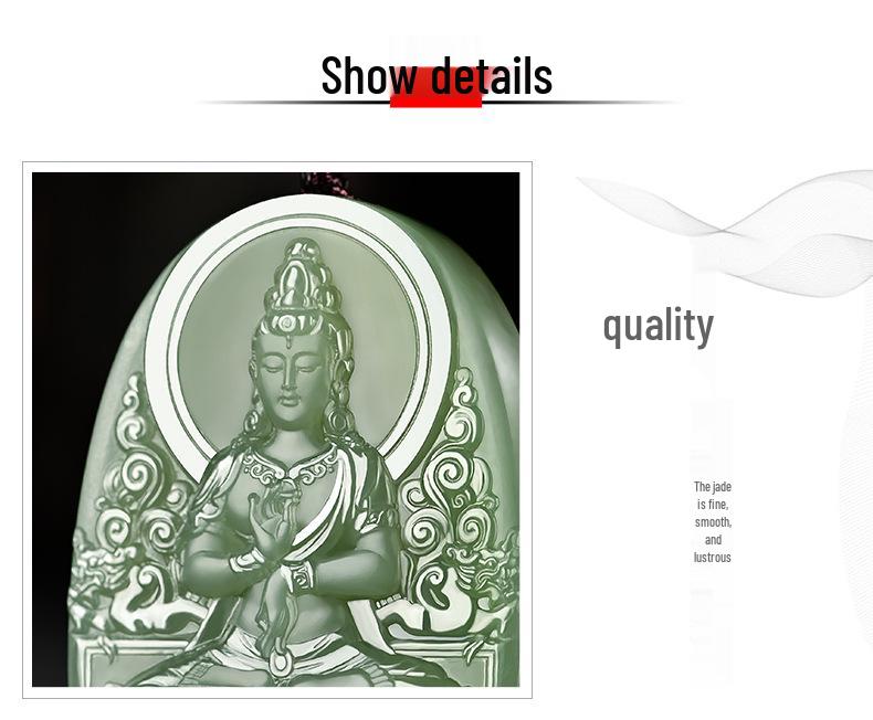 Xinjiang Hotan Mutton Fat Jade Guanyin Pendant for Men: Lotus-Sitting Bodhisattva with Certificate