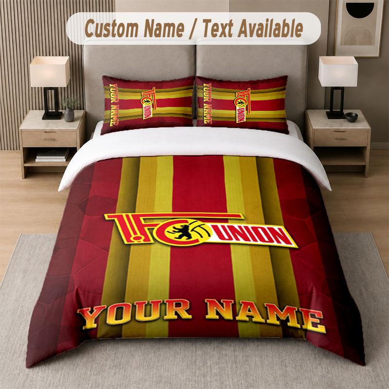 Custom Bedding Set Union Berlin FC Pattern, Print Name Text 1 Duvet Cover Plus 2 Pillowcases Home Textile
