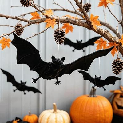 Gothic Style Bat Decorative Hanging Pendant PVC Flying Bat Wind Chime  Garden Porch