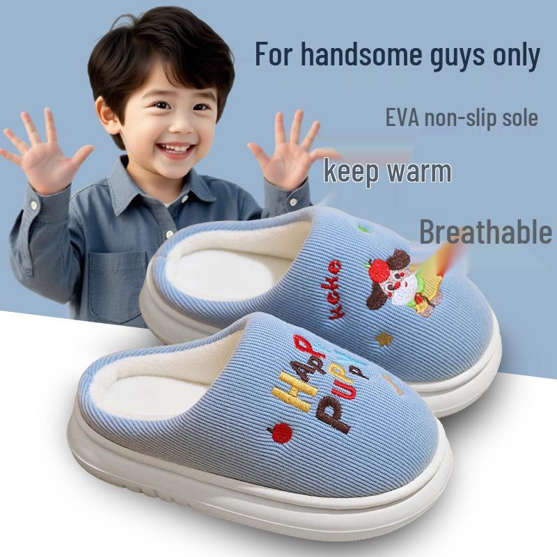 

Детские и женские плюшевые хлопковые тапочки: Теплые, Дышащие, Толстоподошвенные EVA Нескользящие Ботинки для Осенне-Зимнего Домашнего Комфорта 28-29 [Length 200mm]