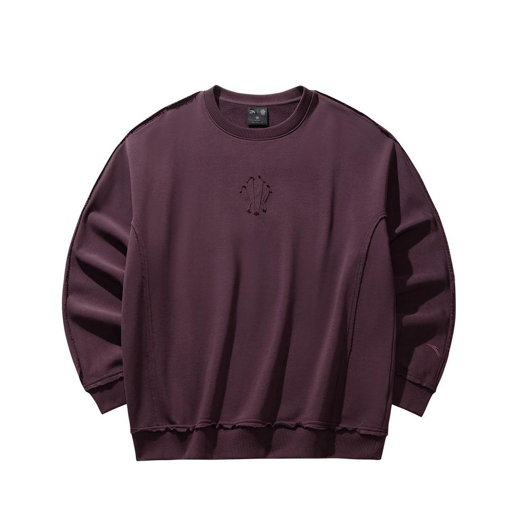 ANTA Men's Kyrie Irving Series Minimalist Embroidery Crew Neck Sweatshirt Burgundy 972611708-3