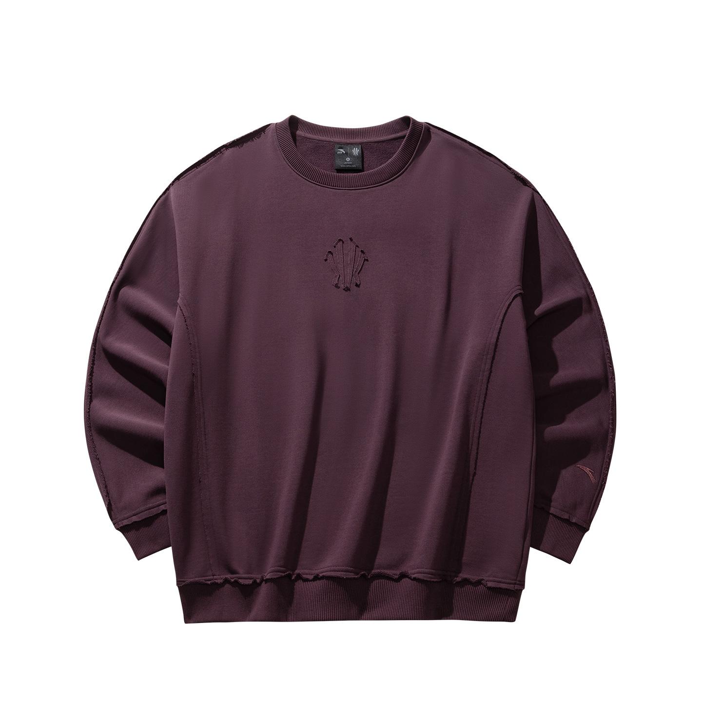 ANTA Men s Kyrie Irving Series Minimalist Embroidery Crew Neck Sweatshirt Burgundy 972611708-3 S