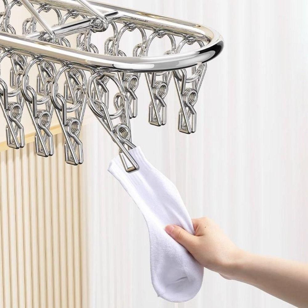 20/30 Clips Socks Drying Rack Stainless Steel Underwear Socks Holder Sock Laundry Airer Balcony