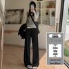 Women's High-Waisted Grey Knit Wide-Leg Pants - Spring/Autumn 2025 Collection