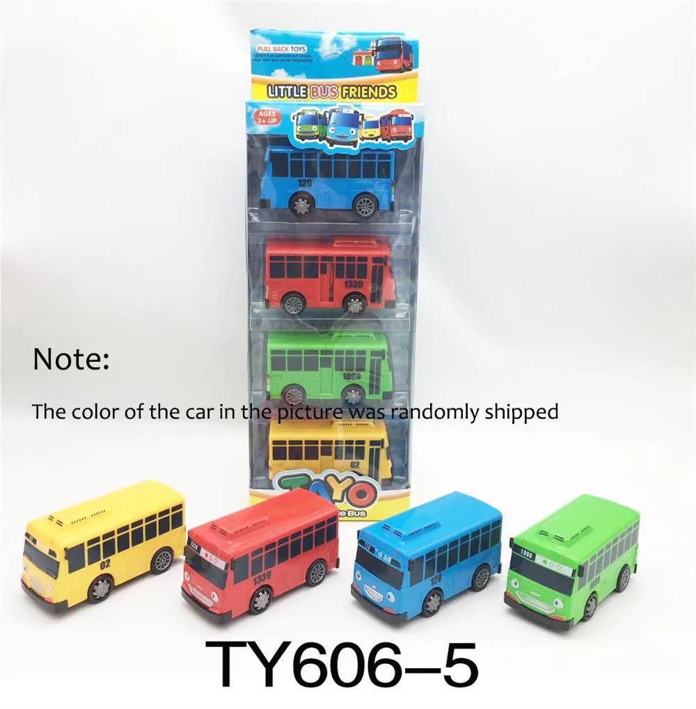 Nová 4 barvy malý autobus oyuncak araba auto mini plastový s natahovacím mechanismem Tayo Gani Lani Rogi model autobusu pro děti Vánoční dárek