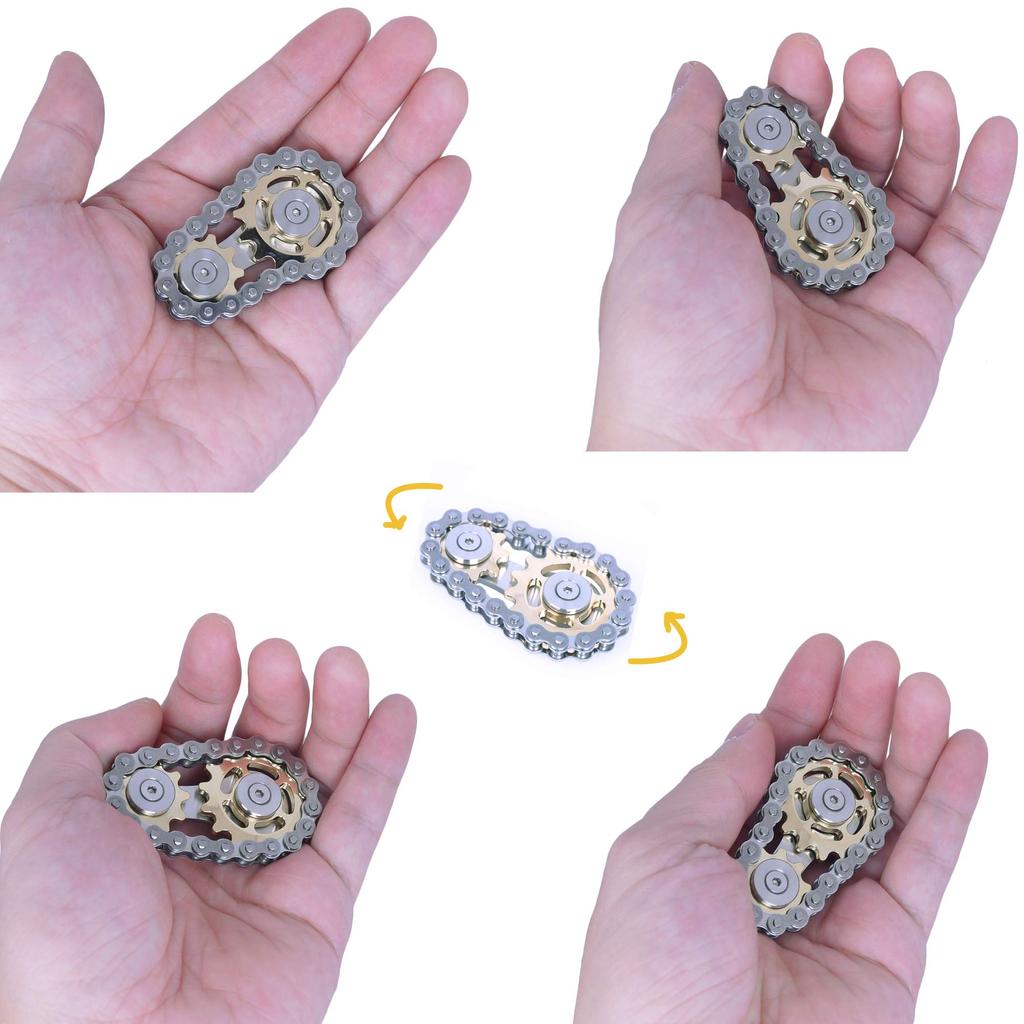 Fidget Linkage Bike Chain Spinner Design Figurine Spinning Finger Metal Stainless Steel Durable Mechanics with Smooth Fidget Toy for Adults and Kids