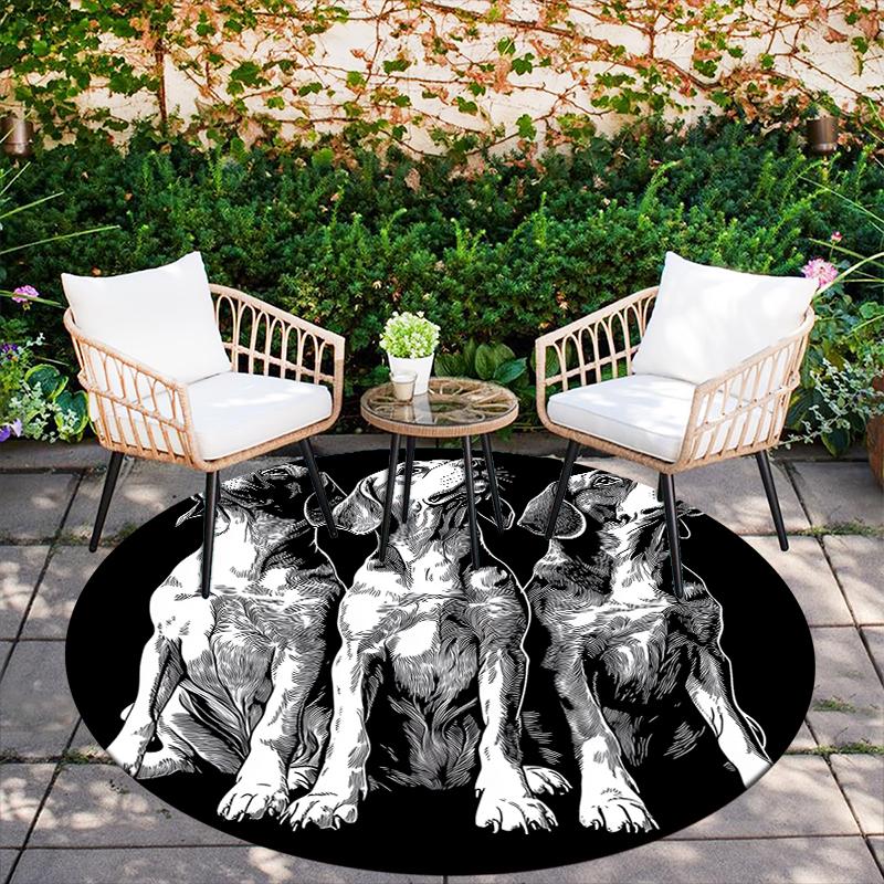 Black Beagle pattern round rug,Carpet Rug for Living Room Bedroom  Playroom ,Non-slip Floor Mat,Holiday Gifts and Birthday Gifts.