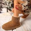 Fashion Faux Fur Non Slip Snow Boots Women 2025 Winter Round Toe Thick Bottom Ankle Boots Brown Warm Short Plush Cotton Booties