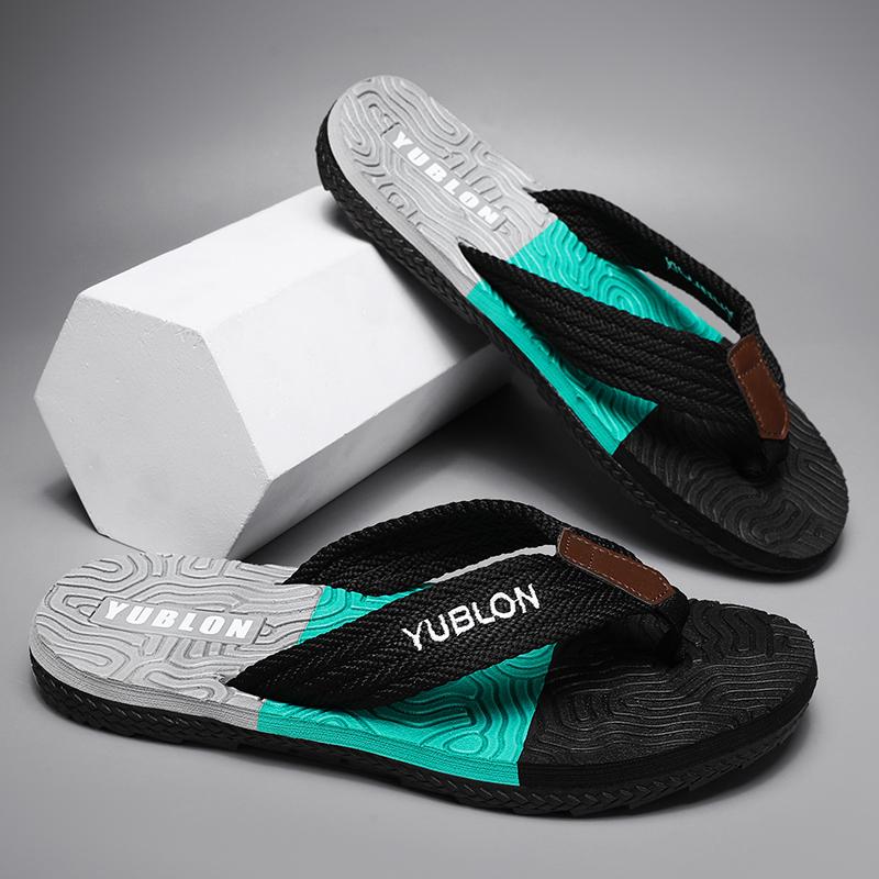 Summer Men's Fashionable Casual Breathable Slippers Sandals Beach Shoes Herringbone Slippers Home Slippers