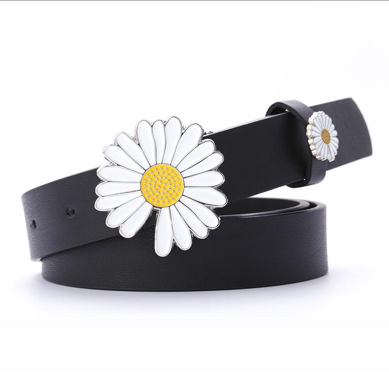Daisy Buckle Belt Women Imitation Leather Alloy Buckle Belt New Belt Leisure Jeans Fashion Dress Women Belt
