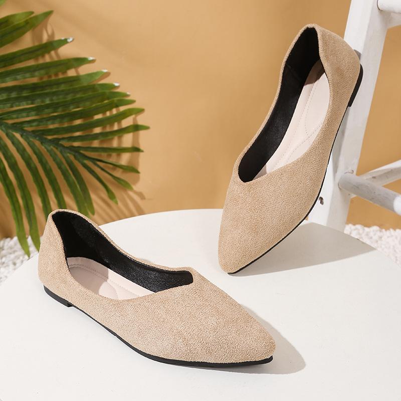 Fashion Comemore Pointed Toe Fashion Women Flats Casual Suede Solid Ciolor Slip on Shoes for Women Soft Sole Shallow Lightweigh Loafers