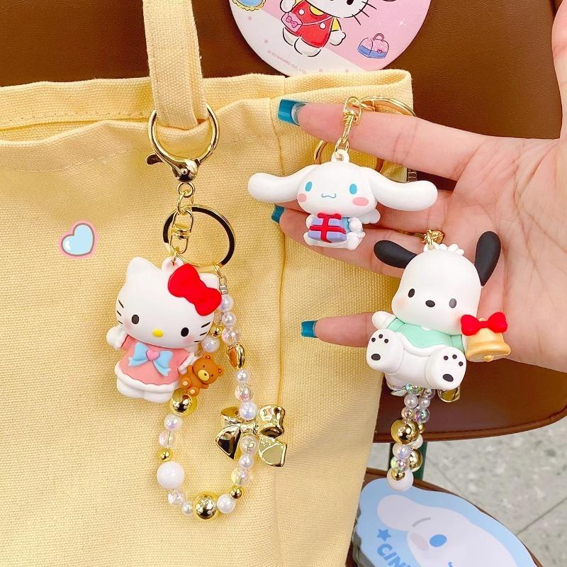 Sanrio Hello Kitty Kawaii Little Angel Collection Line Cinnamoroll Animation Design Animation Merchandise Figure Key Ring Pendant Bagpack Decoration