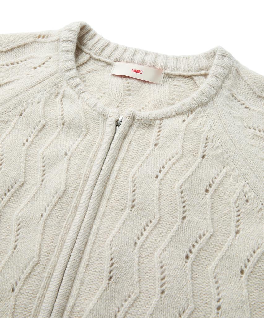 MMIC Wavy Zip Cardigan (Ivory)