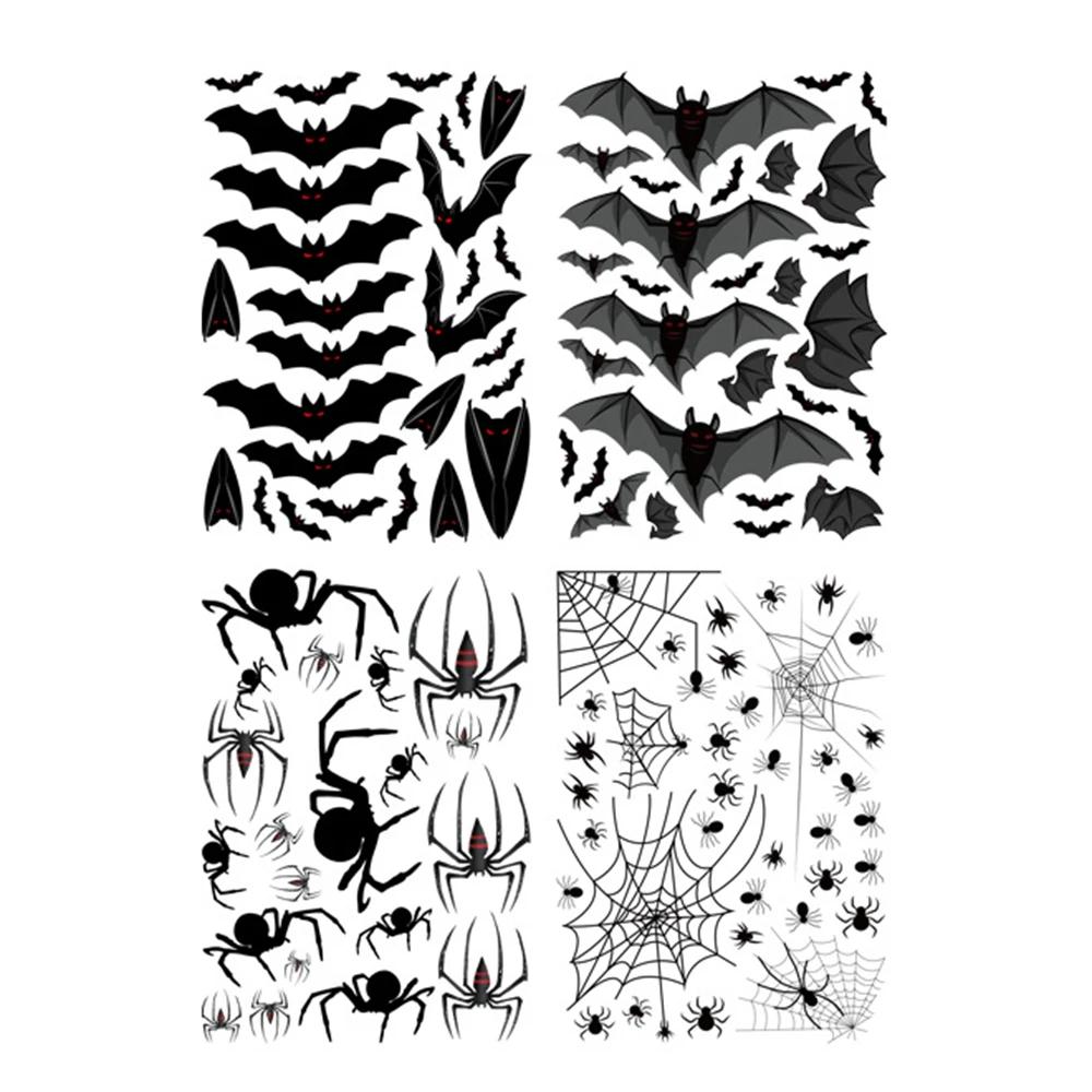 Halloween Spider Stickers Removable Bat Decal Wall Sticker For Window Background Home Office Theme Party Supples Decoration