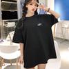 Women's T-shirt Summer Letter Tee Basic Shirts Women Solid O-Neck Short Sleeve Long Casual Female