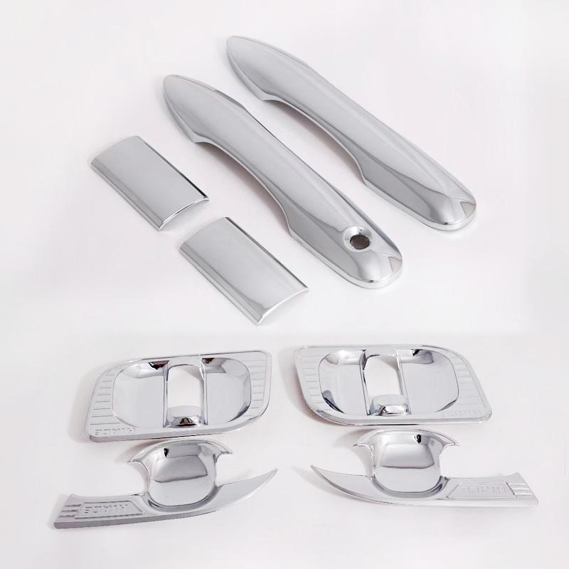 Abs Carbon Fiber Chrome Door Handle Molding Trim Cover For Toyota Hiace 2019-2025 H300 Series