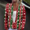 Women's Fashion Christmas Print Long Sleeve Knitted Cardigan Button Jacket