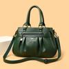 Women's Leather Handbag with Ruched Detail Detachable Strap Shoulder Crossbody Bag for Daily