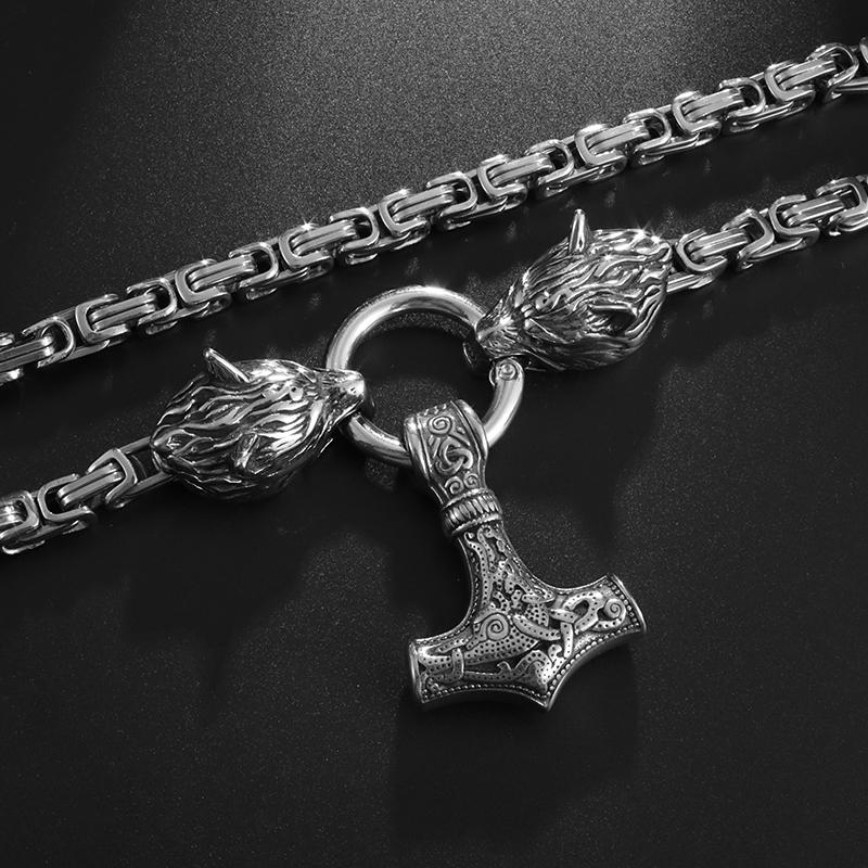 Vintage náhrdelník vlčí hlavy pro muže Těžký byzantský řetízek Vysoce kvalitní náhrdelník Šperky Amulet Dárek