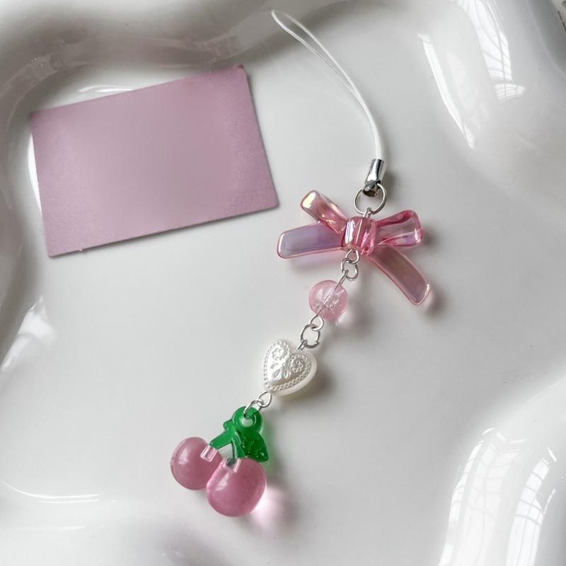 Backpack Decoration Cherry Bowknot Keyholder Women Girl Jewelry Ornament