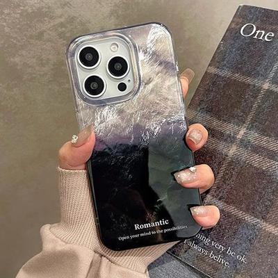 Advanced Feather Silk IMD Phone Case for Apple Phone Case Light Luxury Personalized 16Promax Transparent Acrylic Hard Case