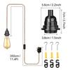 4.5/3.5M Pendant Lights Ceiling Lighting Fitting E27 Lamp Bases Suspended Kit with Plug In Cord Hemp Rope Rustic Hanging Lamps