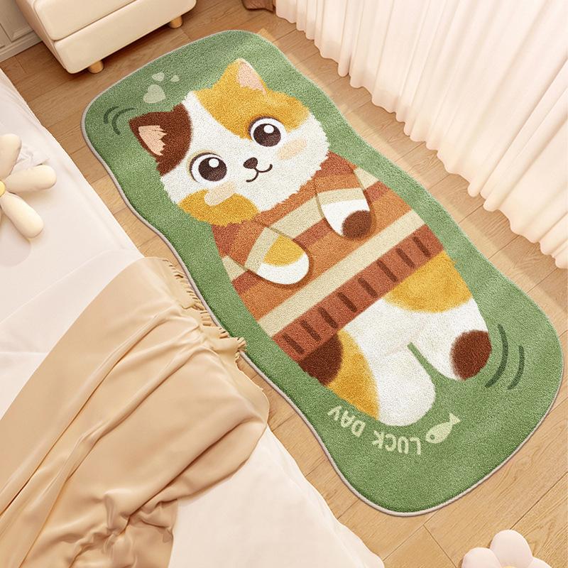 Kreslený koberec do ložnice, koberec k posteli, odolný proti opotřebení, odolný proti nečistotám, protiskluzová podložka, snadno se čistí, podlahová rohožka k arkýřovému oknu