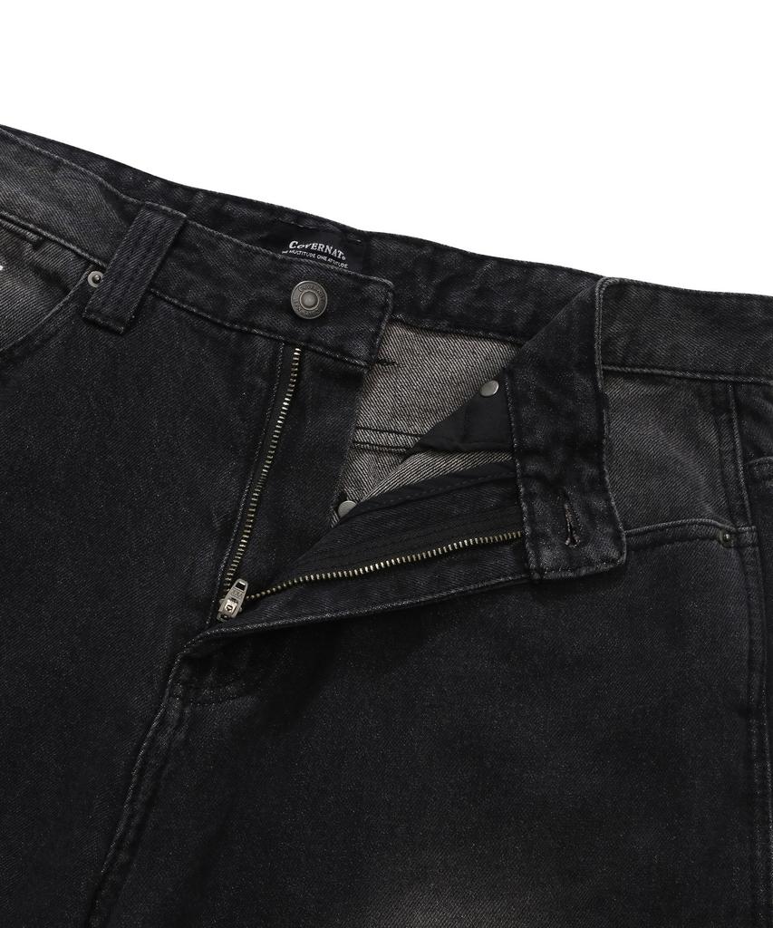 COVERNAT Semi-Wide Fit Carpenter Denim Pants Black