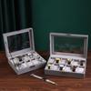 1pc PU Leather Watch Box with Lock, Large Capacity Watch Storage Box, Watch Display Box, with Transparent Cover, Velvet Lining