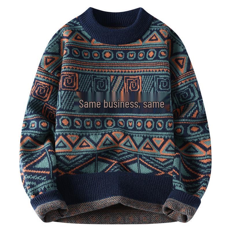 Pulover Rotund Etnic 2025: Pulover coreean gros, cu tricotaj larg, pentru cuplu