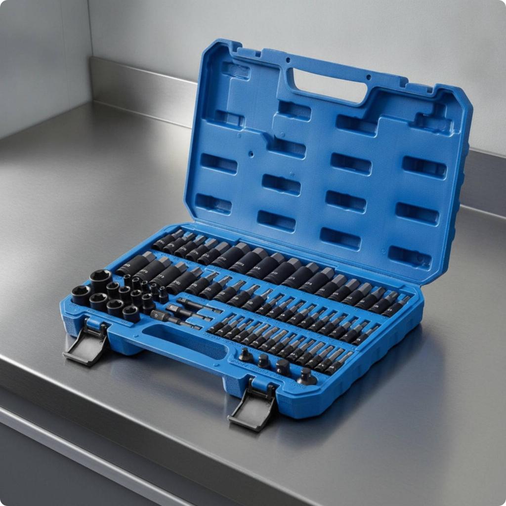 71 Pieces Drive Socket and Kit Labeled Portable Tool with Storage