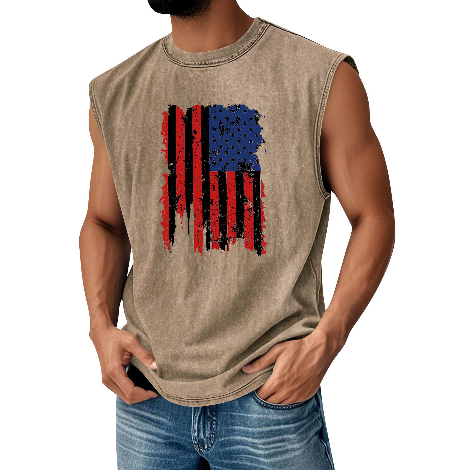 Мужской топ с принтом, круглым вырезом, потертый, повседневный, комфортный, жилет XL