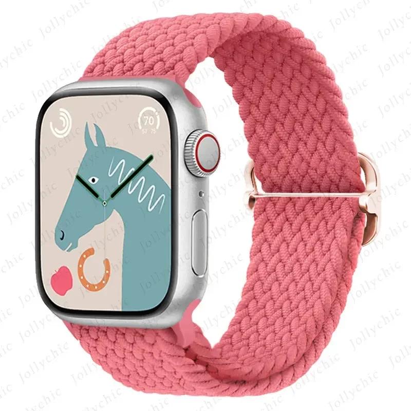Braided Loop Strap For Apple Watch Band 42/46mm 45/41mm 38/40mm 44mm 49mm Nylon Solo Bracelet iWatch series 10 9 se 8 7 6 Ultra2