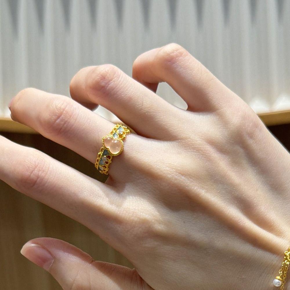 Flower Vintage Open Rings Exquisite Chinese Style Rings Fashion Enamel Finger Rings  Hanfu
