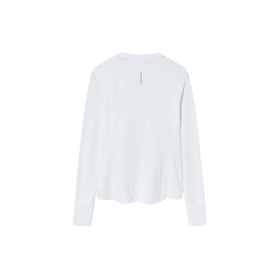 Anta Champion All-Weather Series Solid Color Crew Neck Pullover Fleece Long Sleeve T-Shirt Women Tops Paper-White 162340401-1