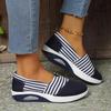 Women's Striped Canvas Slip-On Sneakers with Air-Cushioned Sole