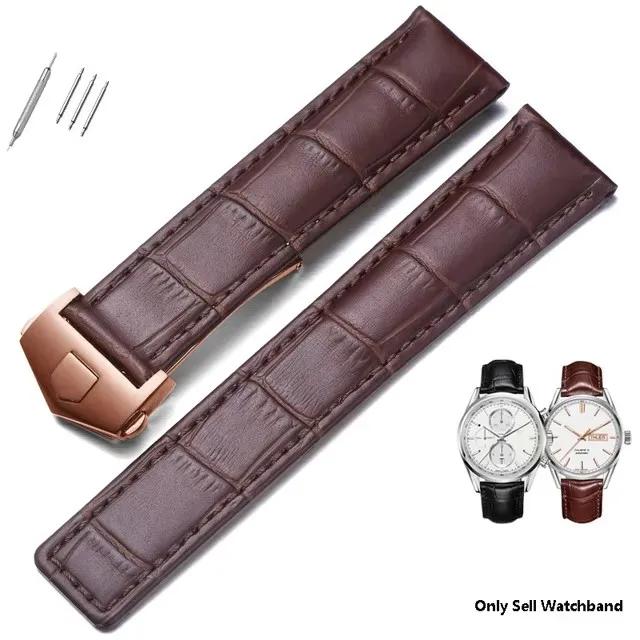 Genuine Leather Strap for Tag Heuer Watch Carrera Monaco Watch Belt Black Brown Bracelet Wristwatch Watchband 19mm 20mm 22mm