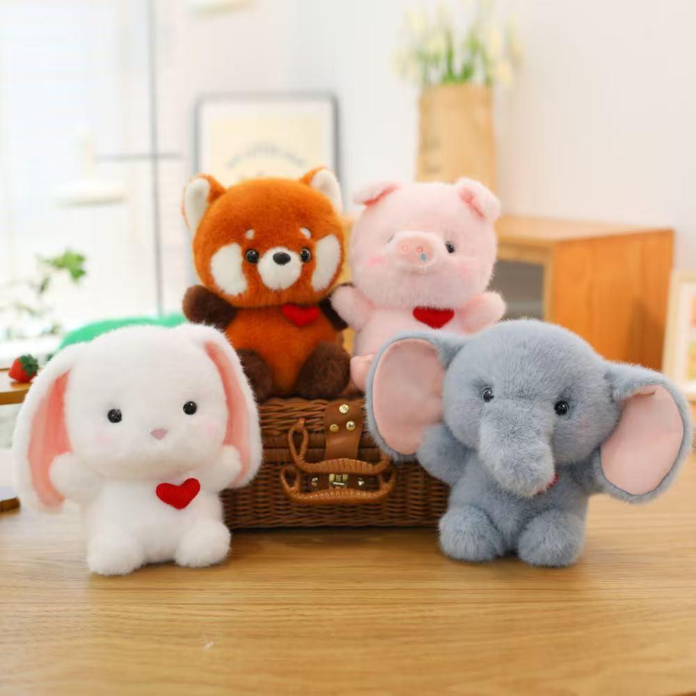 Heart Rabbit Elephant Raccoon Pig Plush Stuffed Animal Soft Cotton Kids Gift For Bedroom Decor